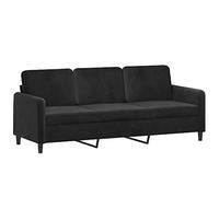 vidaXL Canapé à 3 Places, Siège avec Accoudoirs et Dossier Rembourrés, Meuble de Salon Salle de Séjour Intérieur, Moderne, Noir Velours