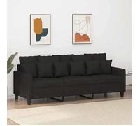 vidaXL Canapé à 3 places Siège, accoudoirs et dossier rembourrés Moderne Tissu noir 180 cm