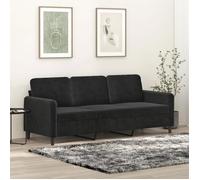 vidaXL Canapé à 3 Places, Siège avec Accoudoirs et Dossier Rembourrés, Meuble de Salon Salle de Séjour Intérieur, Moderne, Noir Velours