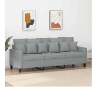 vidaXL Canapé à 3 places – Siège rembourré avec accoudoirs et dossier, moderne – Tissu gris clair