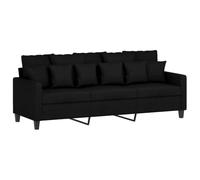 vidaXL Canapé à 3 Places, Siège avec Accoudoirs et Dossier Rembourrés, Meuble de Salon Salle de Séjour Intérieur, Moderne, Noir Tissu