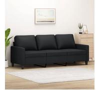 vidaXL Canapé à 3 places Sofa de salon 180 cm - accoudoirs et oreillers de dossier - Noir similicuir