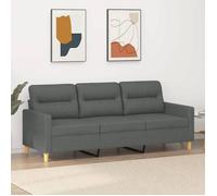 vidaXL Canapé 3 places – Sofa de salon moderne avec accoudoirs et oreillers, tissu gris foncé 180 cm