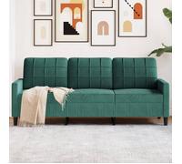 vidaXL Canapé à 3 places – 180 cm – Velours – Vert foncé