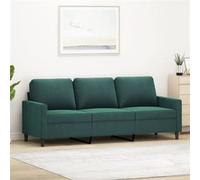 vidaXL Canapé à 3 places Vert foncé 180 cm Velours Vert G