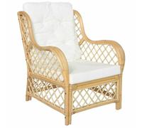 vidaXL Canapé avec Coussin Fauteuil de Salon Chaise de Canapé Salle de Séjour Maison Intérieur Chambre à Coucher Rotin Naturel et Lin
