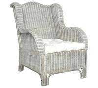 vidaXL Canapé avec coussin Gris Rotin naturel et lin