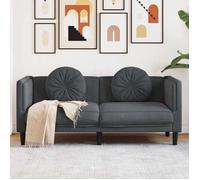 vidaXL Canapé 2 places avec coussins, accoudoirs, dossier et pieds, moderne – Gris foncé velours