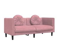 vidaXL Canapé avec Coussins 2 Places, Chaise avec Accoudoirs et Dossier, Siège avec Pieds, Fauteuil TV de Salon, Moderne, Rose Velours
