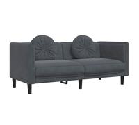 vidaXL Canapé 2 places avec coussins, accoudoirs, dossier et pieds, moderne – Gris foncé velours