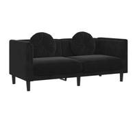 vidaXL Canapé 2 places avec coussins, accoudoirs et dossier, pieds, moderne – Noir velours