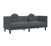 vidaXL Canapé avec Coussins 3 Places, Siège avec Accoudoirs et Dossier, Fauteuil avec Pieds Salle de Séjour, Moderne, Gris Foncé Velours