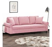 vidaXL Canapé avec coussins décoratifs - Rose Velours