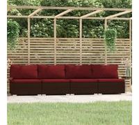vidaXL Canapé avec Coussins Siège de Patio Canapé de Jardin Sofa de Terrasse Meuble d'Arrière-Cour Extérieur Marron Résine Tressée 4 Places G