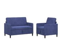 vidaXL Canapé avec Rangement 2 pc Bleu Police Polyester