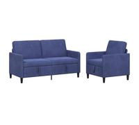 vidaXL Canapé avec Rangement 2 pc Bleu Police Polyester