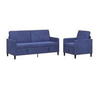 vidaXL Canapé avec Rangement 2 pc Bleu Police Polyester