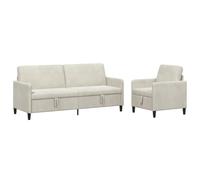 vidaXL Canapé avec Rangement 2 pc Crème Polyester