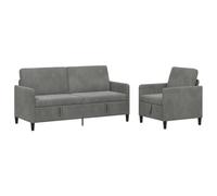 vidaXL Canapé avec Rangement 2 pc Gris foncé Polyester