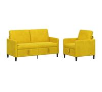 vidaXL Canapé avec Rangement 2 pc Jaune Polyester