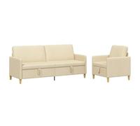 vidaXL Canapé avec Rangement 2 pcs Crème Polyester, Canapé Moderne, Confortable avec rangements, Coussins en Mousse, Housses Amovibles, Style épuré