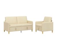 vidaXL Canapé avec Rangement 2 pcs Crème Polyester, Canapé Moderne, Confortable avec rangements, Coussins en Mousse, Housses Amovibles, Style épuré