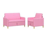 vidaXL Canapé avec Rangement 2 pcs Rose Polyester, Canapé Moderne, Confortable avec rangements, Coussins en Mousse, Housses Amovibles, Style épuré