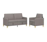 vidaXL Canapé avec Rangement 2 pcs Taupe Polyester, Canapé Moderne, Confortable avec rangements, Coussins en Mousse, Housses Amovibles, Style épuré