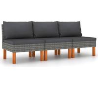 vidaXL Canapé central 3 pcs. Poly rotin et bois massif d'eucalyptus