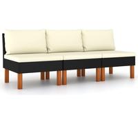 vidaXL Canapé central 3 pièces – Résine tressée et bois massif d'eucalyptus
