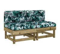 vidaXL Canapé central avec coussin 2 pcs. Bois de pin imprégné