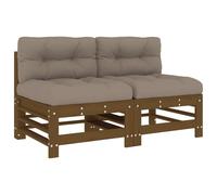 vidaXL Canapé central avec coussin 2 pcs. Marron miel Pin massif