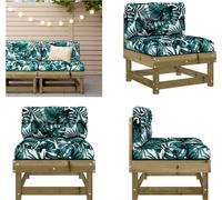 vidaXL Canapé central avec coussin Pin Imprégné - Canapé central - Canapé central - Canapé de jardin - Canapé d'extérieur