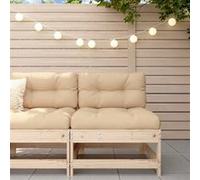 vidaXL Canapé central avec coussins bois de pin massif, canapé de jardin, siège de jardin, siège d'extérieur, canapé 825548 Beige G