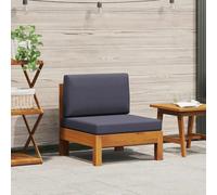 vidaXL Canapé central en bois massif d'acacia avec coussins gris foncé