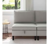vidaXL Canapé central avec rangement Gris clair Velours