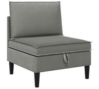 vidaXL Canapé central avec rangement Gris foncé Velours, Rangement spacieux, canapé ergonomique, design moderne, mobilier rembourré, assise douce, mousse confortable