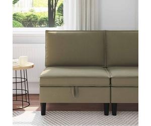 vidaXL Canapé central avec rangement Kaki Velours