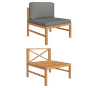 vidaXL Canapé central Bois de Teck - Gris Foncé