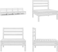 vidaXL Canapé central de jardin 4 pcs. Blanc Pin Massif - Canapé de milieu - Canapé de milieu en bois - Canapé de milieu en bois