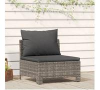 vidaXL Canapé central de jardin avec coussins Gris en résine tressée