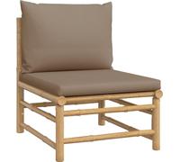 vidaXL Canapé central de jardin en bambou avec coussin taupe