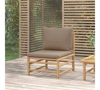 vidaXL Canapé central de jardin en bambou avec coussin taupe