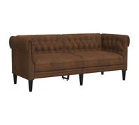 vidaXL Canapé Chesterfield 2 Places, Chaise avec Accoudoirs et Dossier, Siège avec Pieds, Fauteuil TV de Salon, Moderne, Marron Tissu