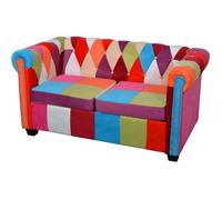 vidaXL Canapé Chesterfield 2 places Tissu gris
