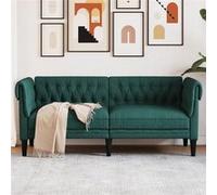 vidaXL Canapé Chesterfield 2 places - Vert foncé