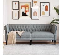 vidaXL Canapé Chesterfield 3 places avec chaise, accoudoirs et dossier, moderne – Tissu gris clair