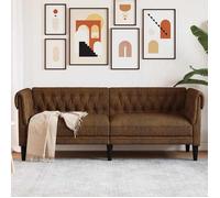 vidaXL Canapé Chesterfield 3 places - Marron Tissu
