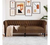 vidaXL Canapé Chesterfield 3 places - Marron Tissu