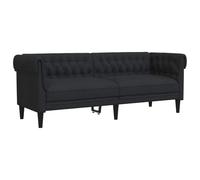 vidaXL Canapé 3 places Chesterfield – moderne avec accoudoirs, dossier et pieds – tissu noir